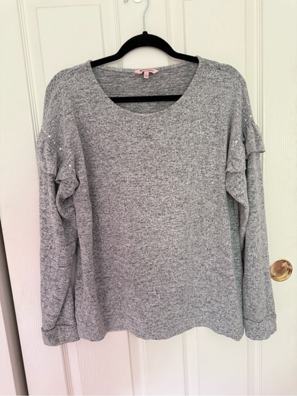 Heather Gray Ruffle-Sleeve Sweatshirt